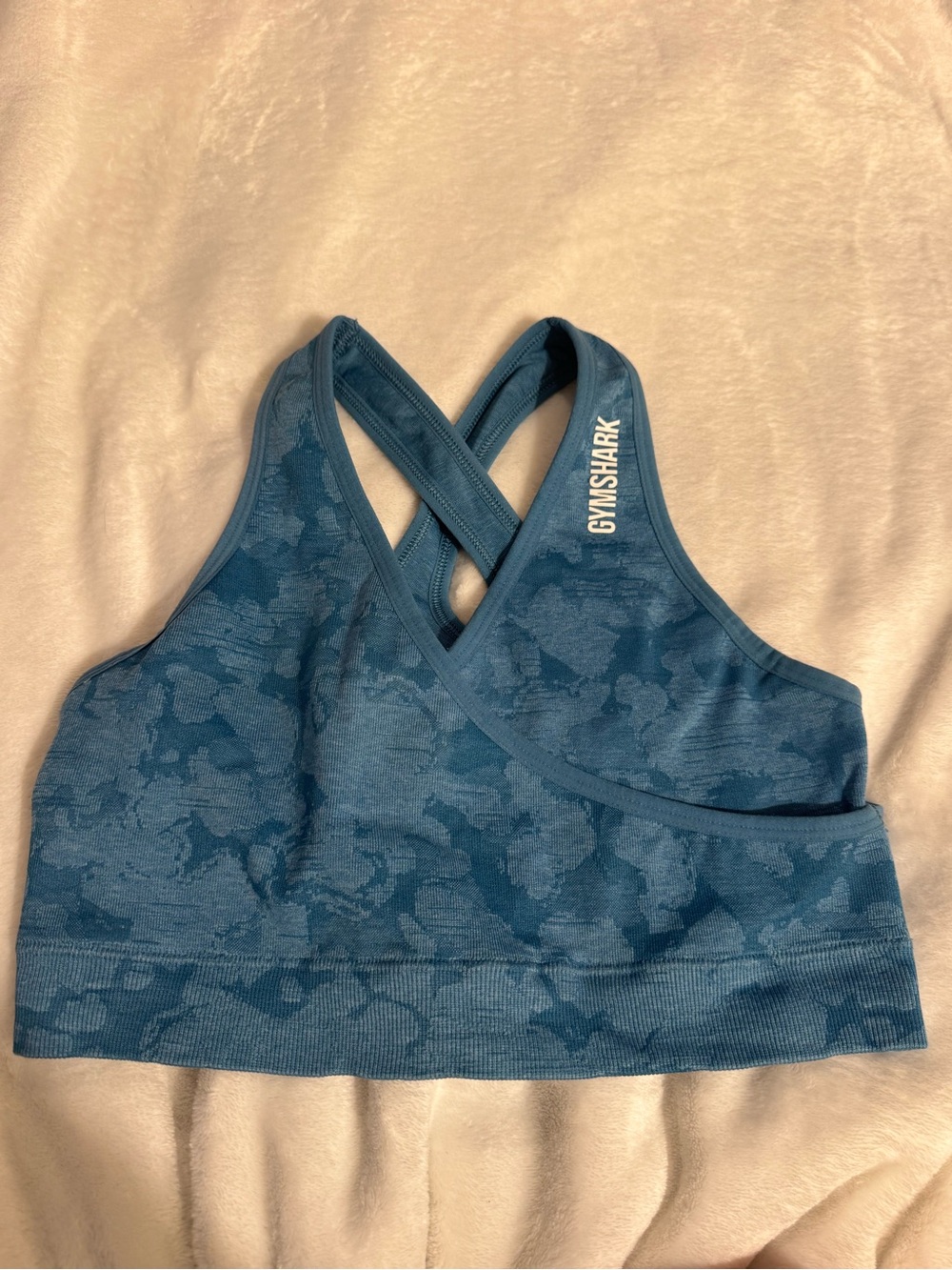 Gymshark Teal Patterned Crossback Seamless Sports Bra